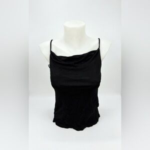 Anthropologie Black Cowl Neck Camisole with Spaghetti Straps